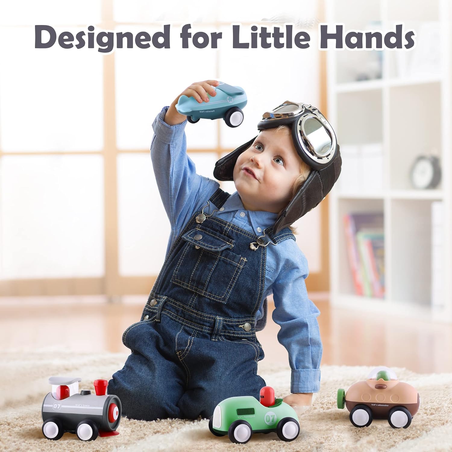 iPlay, iLearn Press to Go Car Toys for Toddlers 1-3, Baby Animal Racing Cars, Infant Play Vehicle Set