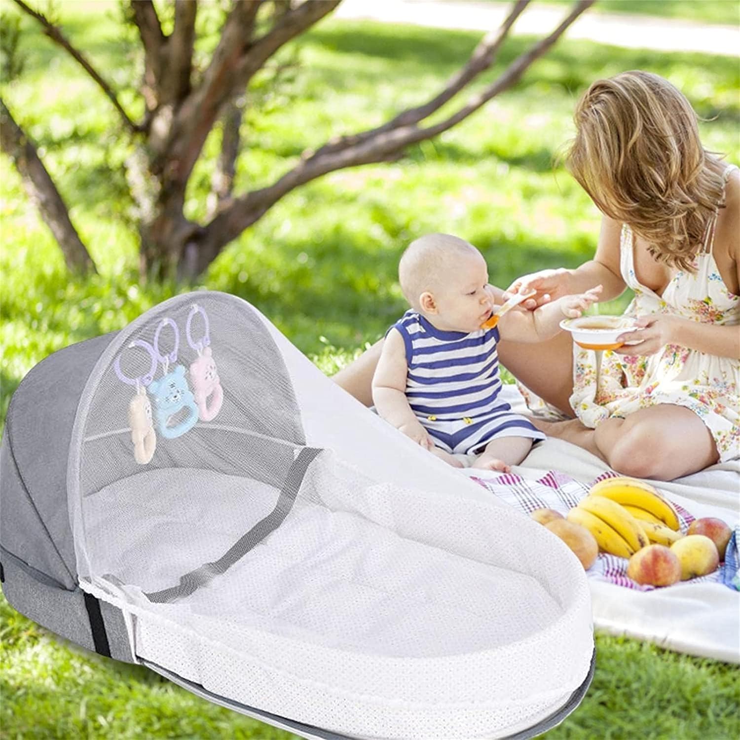 Baby Travel Cot with Mosquito Net and Awning