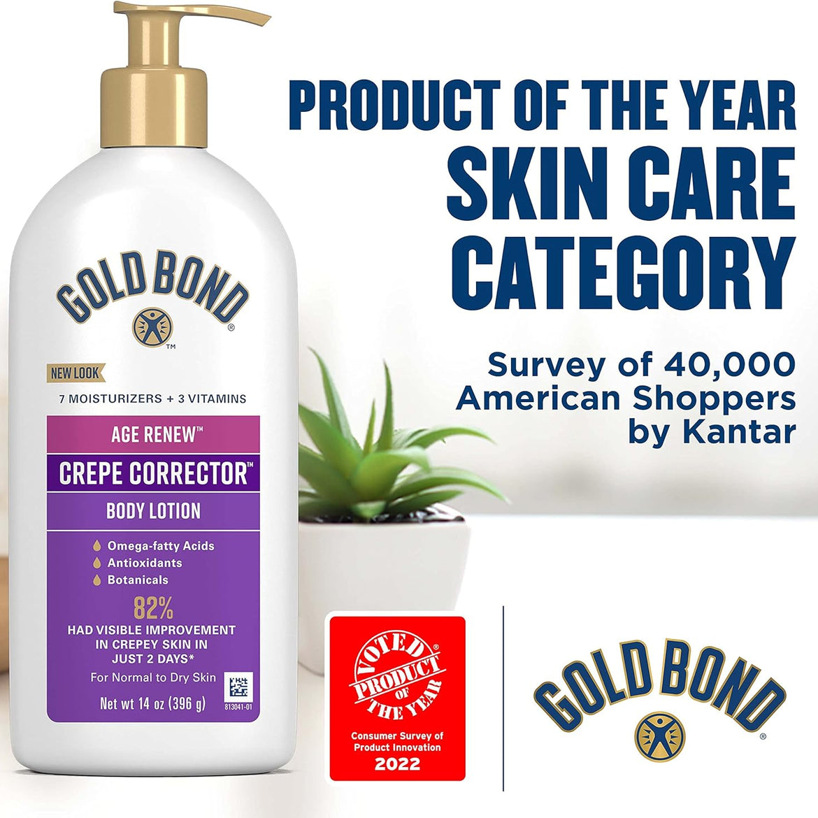 Gold Bond Age Renew Crepe Corrector Body Lotion, Replenishing & Smoothing Formula, 14 oz.