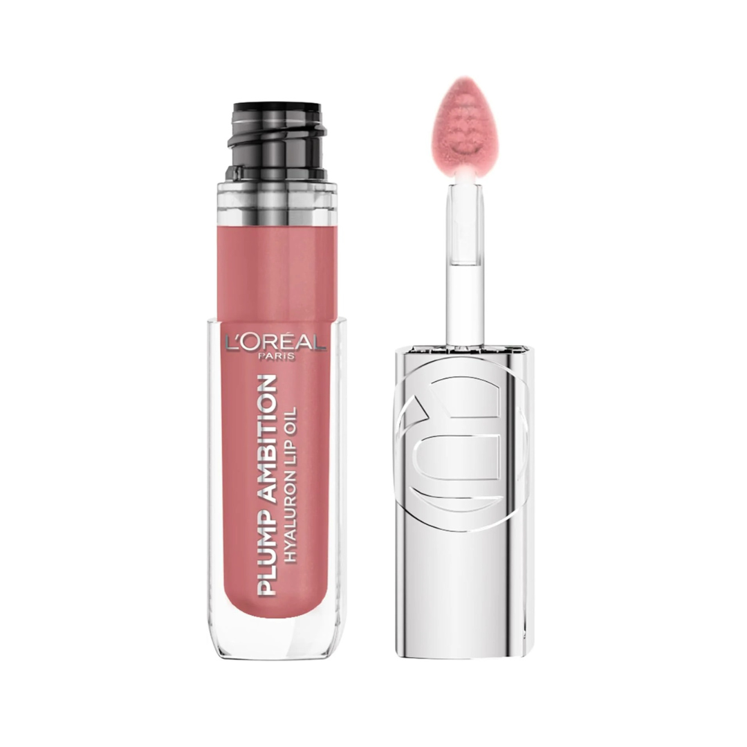 L'Oreal Paris Plump Ambition Hyaluron Lip Oil, 24 HR Lip Gloss with Hyaluronic Acid , 0.16 Fl Oz