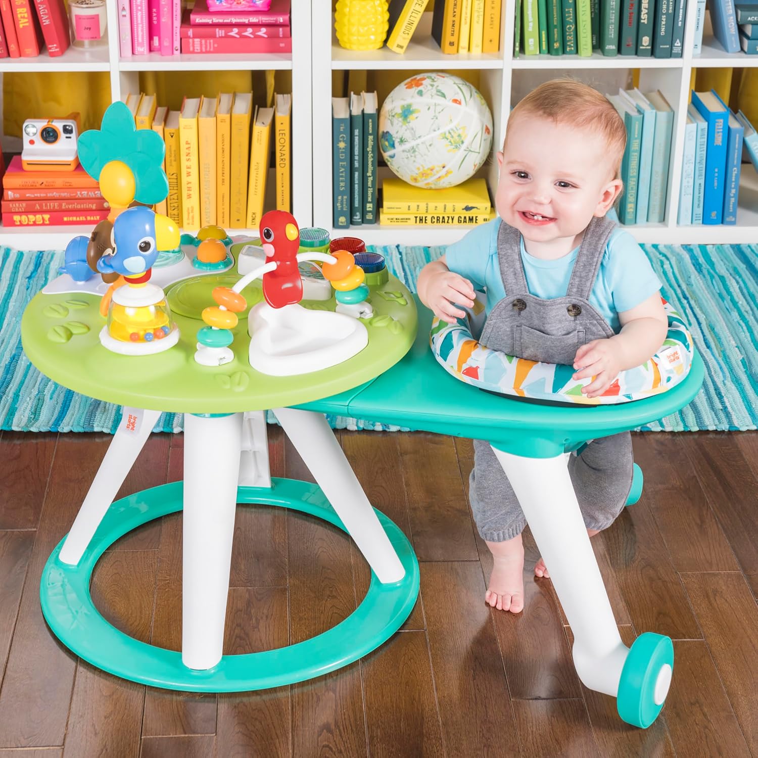 Bright Starts Around We Go 2-in-1 Walk-Around Activity Center and Table, Tropic Cool