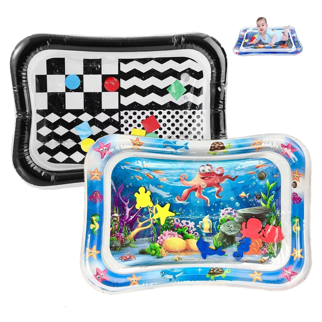 PandaEar 2 Pack Tummy Time Water Mat for Babies Kids, Inflatable Baby Water Play Mats, Baby Toys Sensory Water Mat for 3 6 12 Months Girls Boys