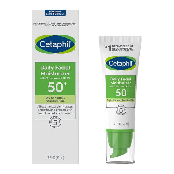 Cetaphil Daily Facial Moisturizer with Sunscreen 50 SPF | 1.7 Ounce