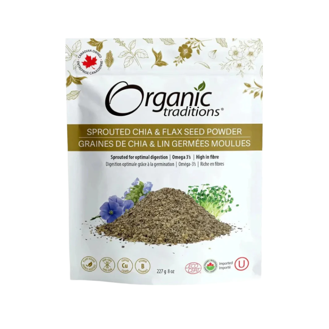 Organic Traditions, Sprouted Chia & Flax Seed Powder, 8 oz